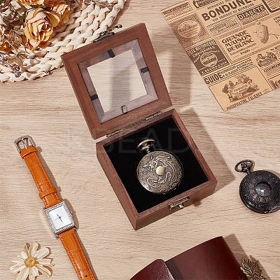 1Pc Wooden Pocket Watch Storage Boxs with Visible Window AJEW-UN0002-62-1