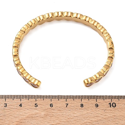 304 Stainless Steel & Cubic Zirconia Cuff Bangles for Women BJEW-T031-01A-1