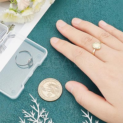2Pcs 2 Colors 304 Stainless Steel Open Cuff Finger Ring Cabochon Settings STAS-UN0045-16-1