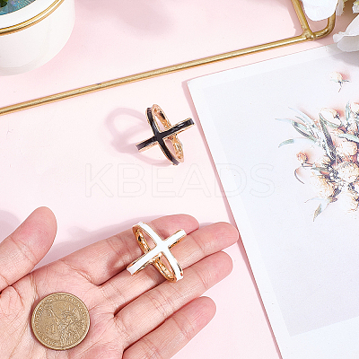 2Pcs 2 Colors Alloy Enamel Scarf Ring Clip for Women AJEW-CY0001-71-1