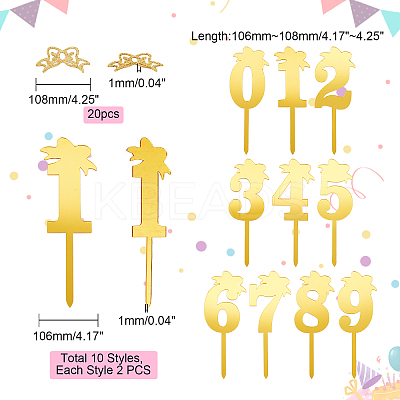 6Pcs 6 Style Acrylic Cake Insert Card Decoration BAKE-SD0001-03-1