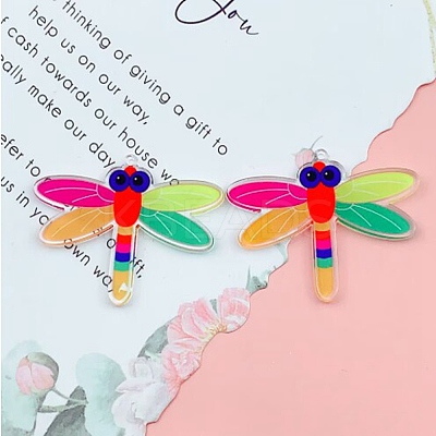 Rainbow Color Printed Acrylic Pendants OACR-B006-01E-1