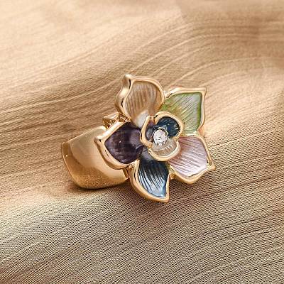Zinc Alloy & Enamel Stretch Finger Rings for Women RJEW-M101-01B-G-1