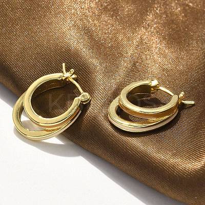 Two-layer Oval Brass Enamel Hoop Earrings EJEW-S252-03B-G-1