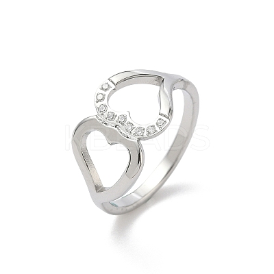304 Stainless Steel Cubic Zirconia Finger Rings for Women RJEW-F189-05P-1