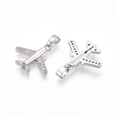 Brass Micro Pave Cubic Zirconia Pendants KK-T070-82P-1