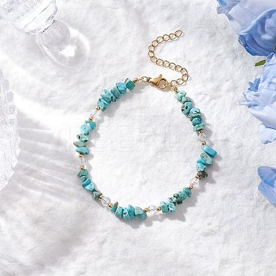 Natural Howlite Chip Beaded Bracelets for Women BJEW-JB11742-04-1