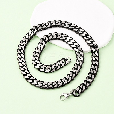 12MM 304 Stainless Steel Cuban Link Chain Necklaces NJEW-C099-04B-02-1