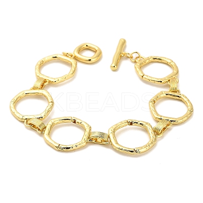 Brass Hexagon Link Chain Bracelets for Women Men BJEW-G740-05G-1
