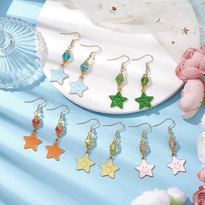 304 Stainless Steel Glass Dangle Earrings EJEW-JE05848-1