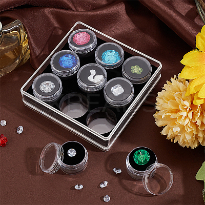 9 Slots Mini Round Plastic Jewelry Screw Top Bead Jars Sets with Velvet Inside AJEW-WH0472-42B-1