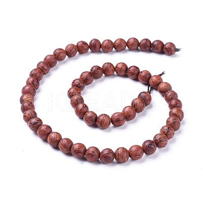 Wood Beads Strands X-WOOD-F008-03-D-1