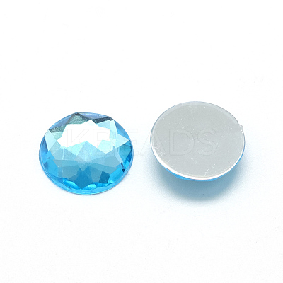 Acrylic Rhinestone Flat Back Cabochons X-GACR-Q008-8mm-04-1