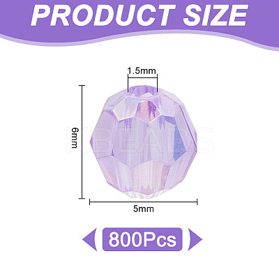 800Pcs UV Plating Transparent Acrylic Beads PACR-GO0001-01-1