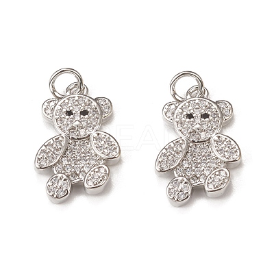 Brass Micro Pave Cubic Zirconia Bird Pendants KK-E068-VB309-1