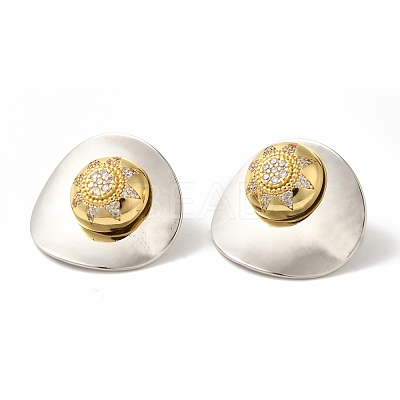 Rack Plating Brass Micro Pave Clear Cubic Zirconia Stud Earrings EJEW-B062-02GP-02-1