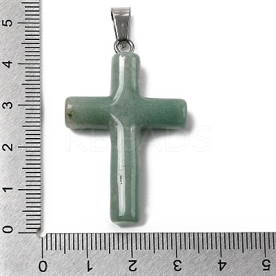 Natural Green Aventurine Cross Pendants KK-D021-04G-P-1