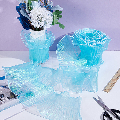 10M Iridescent Organza Pleated Lace Ribbon OCOR-HY0002-34D-1