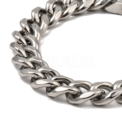 Non-Tarnish 304 Stainless Steel Cuban Link Chain Bracelet NJEW-D050-02F-P-1