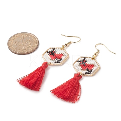 Glass Seed Braided Hexagon Dangle Earrings EJEW-MZ00052-01-1