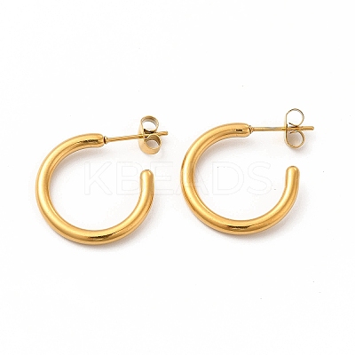 304 Stainless Steel Ring Stud Earrings EJEW-C004-12A-G-1