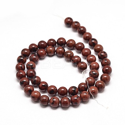 Natural Mahogany Obsidian Round Bead Strands G-P072-44-6mm-1