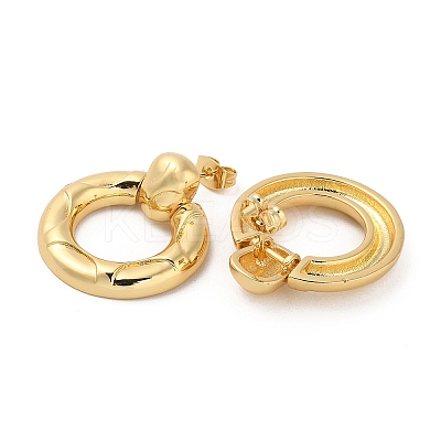 Real 18K Gold Plated Brass Dangle Stud Earrings EJEW-P252-07A-G-1