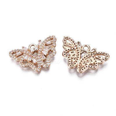 Brass Micro Pave Clear Cubic Zirconia Pendants KK-S359-087-RS-1