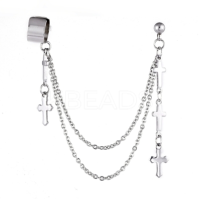 304 Stainless Steel Cuff Earrings EJEW-JE04113-1