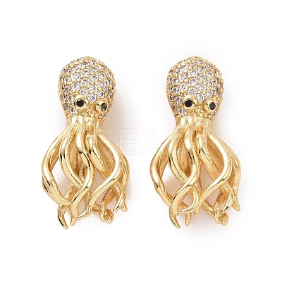 Eco-friendly Rack Plating Brass Micro Pave Cubic Zirconia Beads KK-F843-31G-1