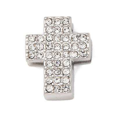 304 Stainless Steel Rhinestone Slide Charms STAS-P421-04D-P-1