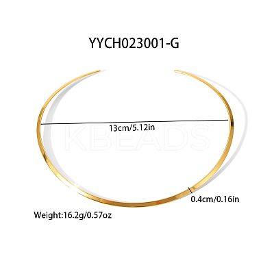 Simple 304 Stainless Steel Flat Cuff Choker Necklaces Fashion Jewelry for Women RC6869-1-1