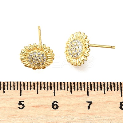 Brass Micro Pave Clear Cubic Zirconia Stud Earrings EJEW-G433-03G-1