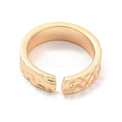 Brass Textured Open Cuff Ring RJEW-E291-01G-1