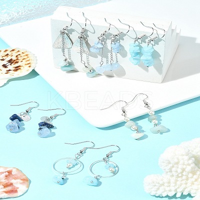DIY Brass & Natural Gemstone Chips Dangle Earrings Jewelry Making Kits DIY-FS0006-85-1