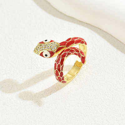 Vintage Brass Cubic Zirconia Snake Rings for Women YG1167-1-1