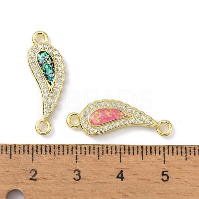 Brass Micro Pave Clear Cubic Zirconia Connector Charms KK-A197-21G-1