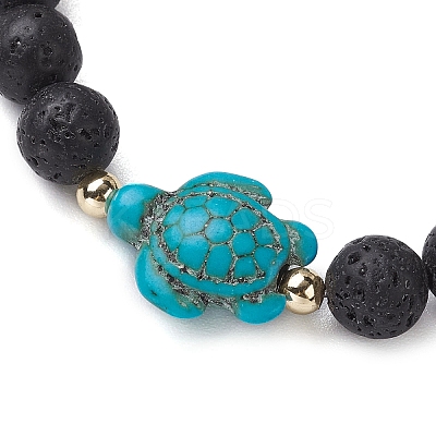 Round Natural Lava Rock Beaded Stretch Bracelets BJEW-JB10269-01-1