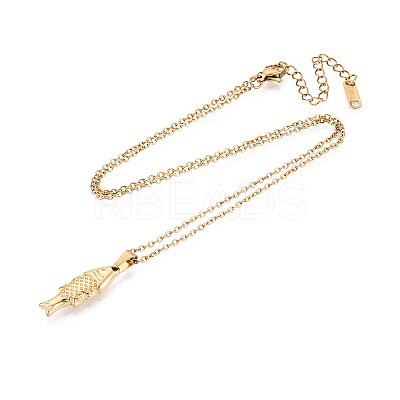 304 Stainless Steel Pendant Necklaces NJEW-T018-36G-1
