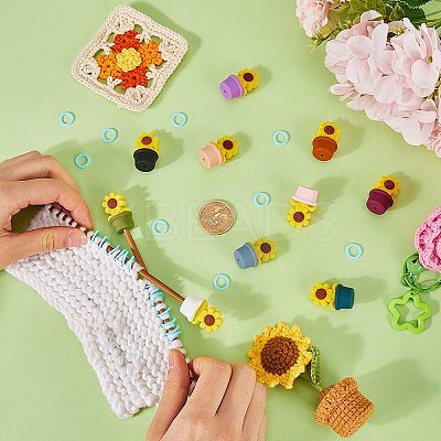 Sunflower Silicone Knitting Needle Point Protectors DIY-SC0024-02-1