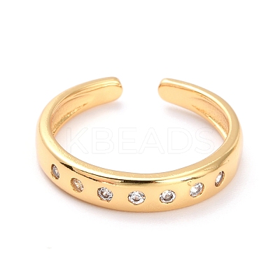 Brass Micro Pave Clear Cubic Zirconia Cuff Rings RJEW-O046-07G-1