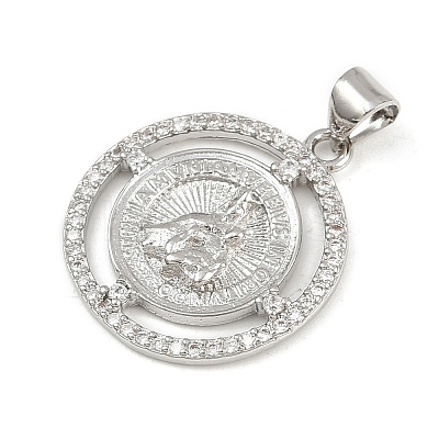 Brass Micro Pave Cubic Zirconia Pendants KK-P323-11G-P01-1