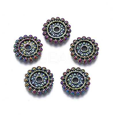 Rack Plating Rainbow Color Alloy Beads PALLOY-S180-354-1