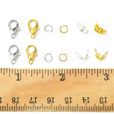 DIY Zinc Alloy Lobster Claw Clasps & 304 Stainless Steel Open Jump Rings & Brass Bead Tips Making Findings Kits DIY-FS0006-92-1