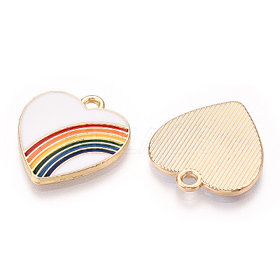 Light Gold Plated Alloy Pendants X-ENAM-T009-68D-RS-1