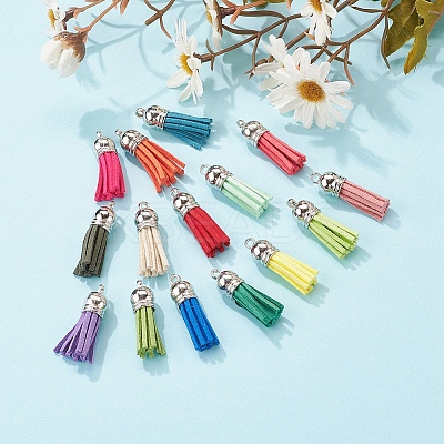 60Pcs 30 Colors Faux Suede Tassel Pendant Decorations FIND-YW0001-13P-1