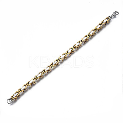 Ion Plating(IP) Two Tone 201 Stainless Steel Byzantine Chain Bracelets BJEW-S057-91-1