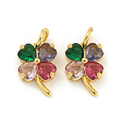Brass with Colorful Cubic Zirconia Charms KK-G490-19G-1