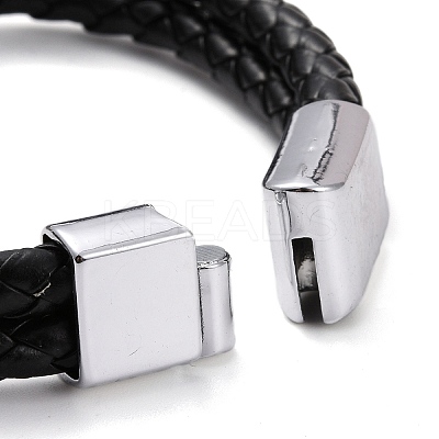Retro Leather Braided Cord Bracelet for Men X-BJEW-A039-01B-1