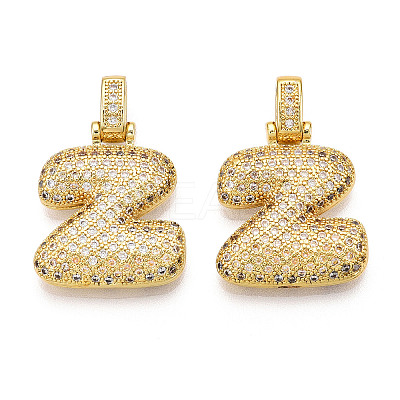 Brass Micro Pave Clear Cubic Zirconia Pendants KK-M279-01G-Z-1